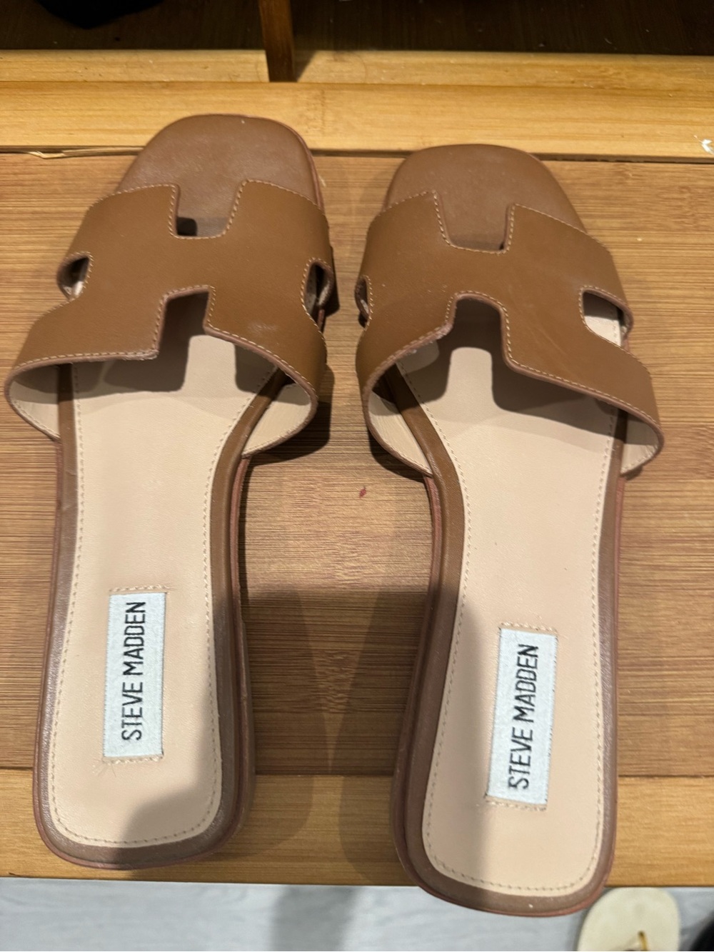 Steve Madden Brown Cutout Slide Sandals
